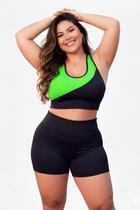 Conjunto Plus Size Feminino Academia Cintura Alta Top Cropped e Short Veste 48 ao 50