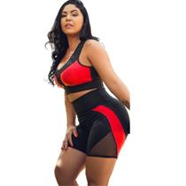 Conjunto Plus Size Feminino Academia Cintura Alta Top Short