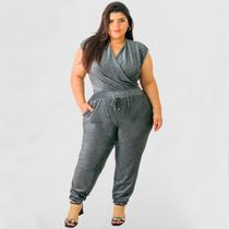 Conjunto Plus Size Feminino Body e Calça Jogger Brilho Luxo