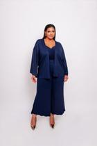 Conjunto Plus Size Feminino Calça Pantalona, Top e Kimono Conjunto Plus Size Feminino Calça Pantalona, Top e Kimono