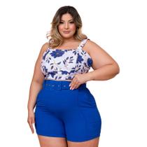 Conjunto Plus Size Feminino Cropped + Short C Cinto 0513