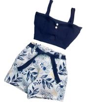 Conjunto Plus Size Feminino Cropped Short Estampado 1831