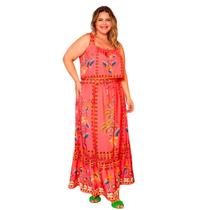 Conjunto plus size feminino estampa floral bluse e saia casual chique em crepe com forro