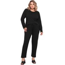 Conjunto Plus Size Feminino Manga Comprida Viscolycra - Felicity
