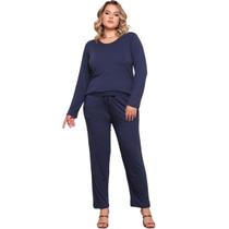 Conjunto Plus Size Feminino Manga Comprida Viscolycra Multiuso Premium Confortável Inverno Cores