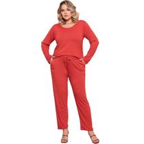 Conjunto Plus Size Feminino Manga Comprida Viscolycra Multiuso Premium Confortável Inverno Cores