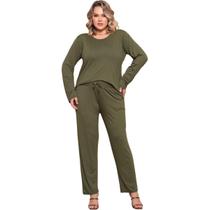 Conjunto Plus Size Feminino Manga Comprida Viscolycra Multiuso Premium Confortável Inverno Cores Conjunto Plus Size Feminino Manga Comprida Viscolycra Multiuso Premium Confortável Inverno Cores