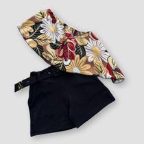 Conjunto Plus Size Feminino Nula Manga Babado C Cinto 0637