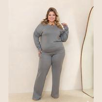 Conjunto Plus Size Inverno Calça Pantalona E Cropped Lanzinha