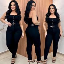 Conjunto plus size jeans premium com lycra ref:1123