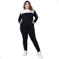Conjunto Plus Size Moletinho com Calça e Blusa Bicolor Malha Conjunto Plus Size Moletinho com Calça e Blusa Bicolor Malha