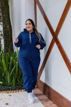 Conjunto Plus Size Moletom Calça e Jaqueta de Ziper Capuz