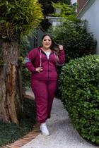 Conjunto Plus Size Moletom Calça e Jaqueta de Zíper Capuz