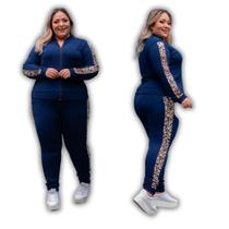 Conjunto plus size moletom grosso calça e blusa com capuz Grossa femenino moda inverno confortavel