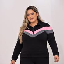Conjunto Plus Size Quentinho Blusa Frio Calça Malha Crepe