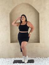 Conjunto Plus Size Saia Curta Assimétrica E Top De Alça