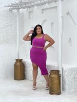 Conjunto Plus Size Saia Curta Assimétrica E Top De Alça