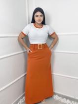 Conjunto Plus Size Saia Longa Fivela Moda Evangélica Feminina
