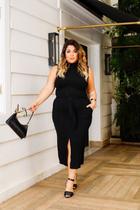 Conjunto Plus Size Saia Midi com laço e Blusa Gola Alta