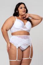 Conjunto Plus Size Sensual Com Sutiã Calcinha e Cinta Liga