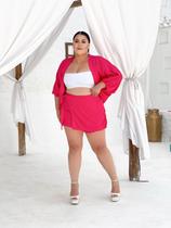 Conjunto Plus Size Short Saia com Laço Lateral Blusa Kimono Conjunto Plus Size Short Saia com Laço Lateral Blusa Kimono