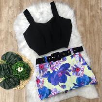 Conjunto Plus Size Short saia Cropped Roupas Femininas GG