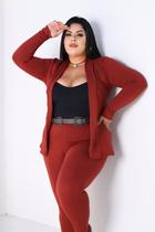 Conjunto Plus Size Social Em Molinho Calça Skinny e Blazer