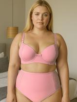 Conjunto Plus Size Sutiã Reforçado Bojão e Calcinha Cós Alto - c7 DANI