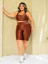 Conjunto Plus Size Tecido Poliamida 3D Para Treino Funcional Short E Top Academia Fitness
