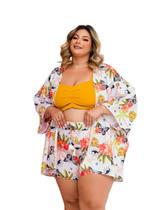 Conjunto Plus Size Trijunto Kimono + Cropped + Short 0458