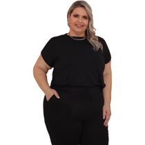 Conjunto Plus Size Verão com Calça e Blusa Morcego Confortável de Malha