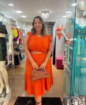 Conjunto plus sizer saia longa + cropend...veste 46/48/50