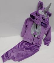 Conjunto Plush Bebê Menina Capuz Unicórnio Lessa Kids B9317 Conjunto Plush Bebê Menina Capuz Unicórnio Lessa Kids B9317