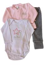 Conjunto Plush Bebe Menina Casaco Body e Culote Bordado Ano Zero Conjunto Plush Bebe Menina Casaco Body e Culote Bordado Ano Zero