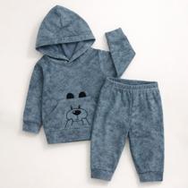 Conjunto Plush Bebê Menino Capuz Cachorrinho Toque Macio Cor:cinzaTamanho:P Conjunto Plush Bebê Menino Capuz Cachorrinho Toque Macio Cor:cinzaTamanho:P