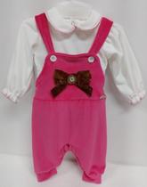 Conjunto Plush Jardineira + Body Bebê Menina Lessa Kids 9254