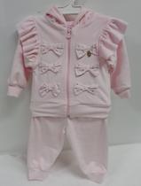 Conjunto Plush Laços Luxo Bebê Menina Lessa Kids Capuz B9234 Conjunto Plush Laços Luxo Bebê Menina Lessa Kids Capuz B9234