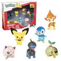 Conjunto Pokémon Battle Figure - 6 Peças com Pichu, Yamper e Outros
