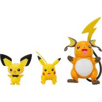 Conjunto Pokémon Evolution Multi Pack - Pichu Pikachu Raichu - Jazwares Pkw2778