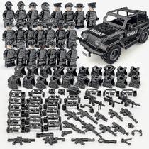 Conjunto policial especial preto da série militar Building Blocks