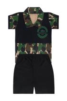 Conjunto Polo Militar e Short Preto - Destak Conjunto Polo Militar e Short Preto - Destak
