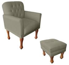 Conjunto Poltrona + Apoio Para Pés Puff Para Recepção - Suede - Sv Decor