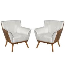 Conjunto Poltrona Berlim Compose Luxuosa Linho Bege