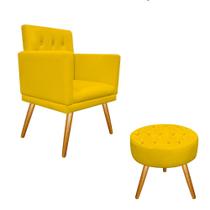 Conjunto Poltrona Cadeira e Puff Nanda Capitonê Decorativa Sala Recepção material sintético Amarelo - DAMAFFÊ MÓVEIS Conjunto Poltrona Cadeira e Puff Nanda Capitonê Decorativa Sala Recepção material sintético Amarelo - DAMAFFÊ MÓVEIS