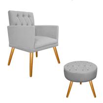 Conjunto Poltrona Cadeira e Puff Nanda Capitonê Decorativa Sala Recepção Suede Cinza - DAMAFFÊ MÓVEIS Conjunto Poltrona Cadeira e Puff Nanda Capitonê Decorativa Sala Recepção Suede Cinza - DAMAFFÊ MÓVEIS