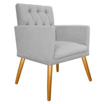 Conjunto Poltrona Cadeira e Puff Nanda Capitonê Suede Cinza - KDAcanto Móveis Conjunto Poltrona Cadeira e Puff Nanda Capitonê Suede Cinza - KDAcanto Móveis