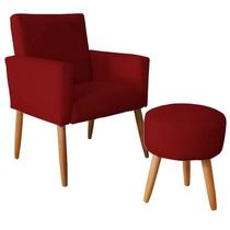 Conjunto Poltrona Decorativa Nina e Puff Redondo Pés Palito Suede Marsala ANF Store Conjunto Poltrona Decorativa Nina e Puff Redondo Pés Palito Suede Marsala ANF Store