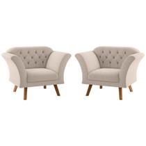 Conjunto Poltrona Decorativa Roseira Inca Areia