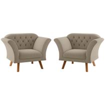 Conjunto Poltrona Decorativa Roseira Inca Castor