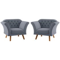 Conjunto Poltrona Decorativa Roseira Inca Chumbo